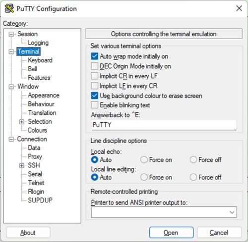 PuTTY screenshot