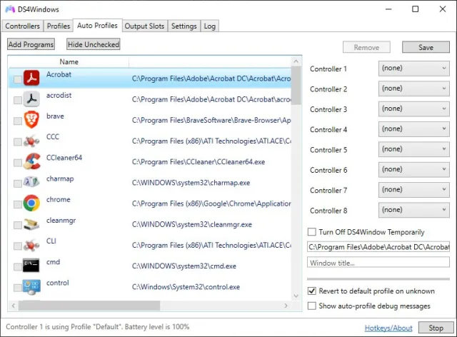 DS4Windows screenshot