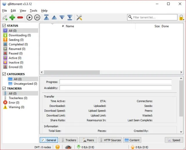 qBittorrent screenshot