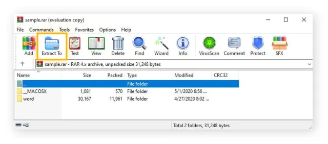 WinRAR screenshot