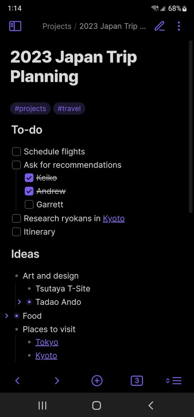 Obsidian for Android screenshot
